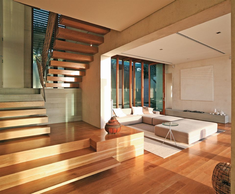 escada interior em carvalho puro - design contemporâneo